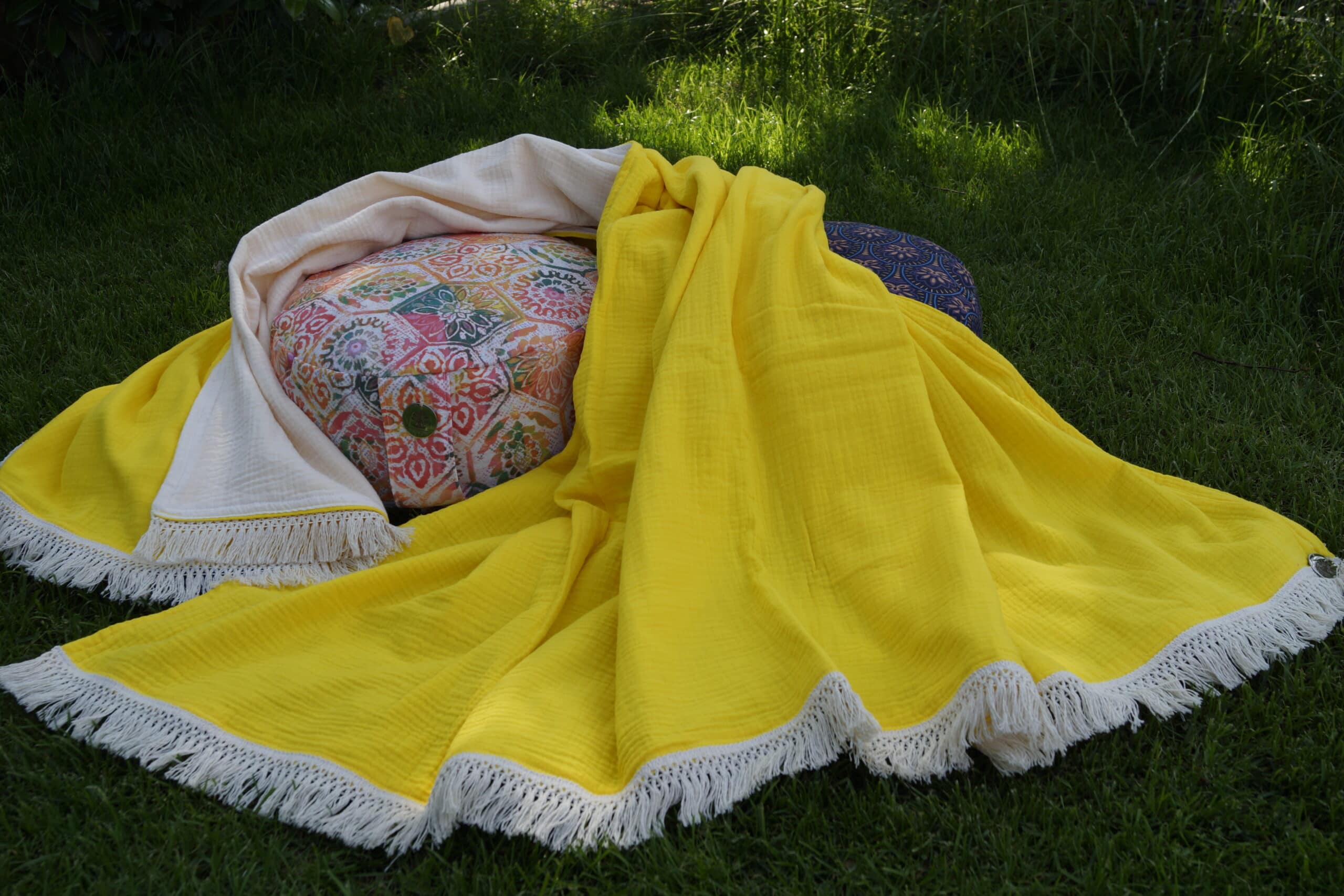 Meditationsdecke Solarplexus Chakra SONNENGELB - BIO Baumwolle, Oeko-Tex 100 – Bild 2