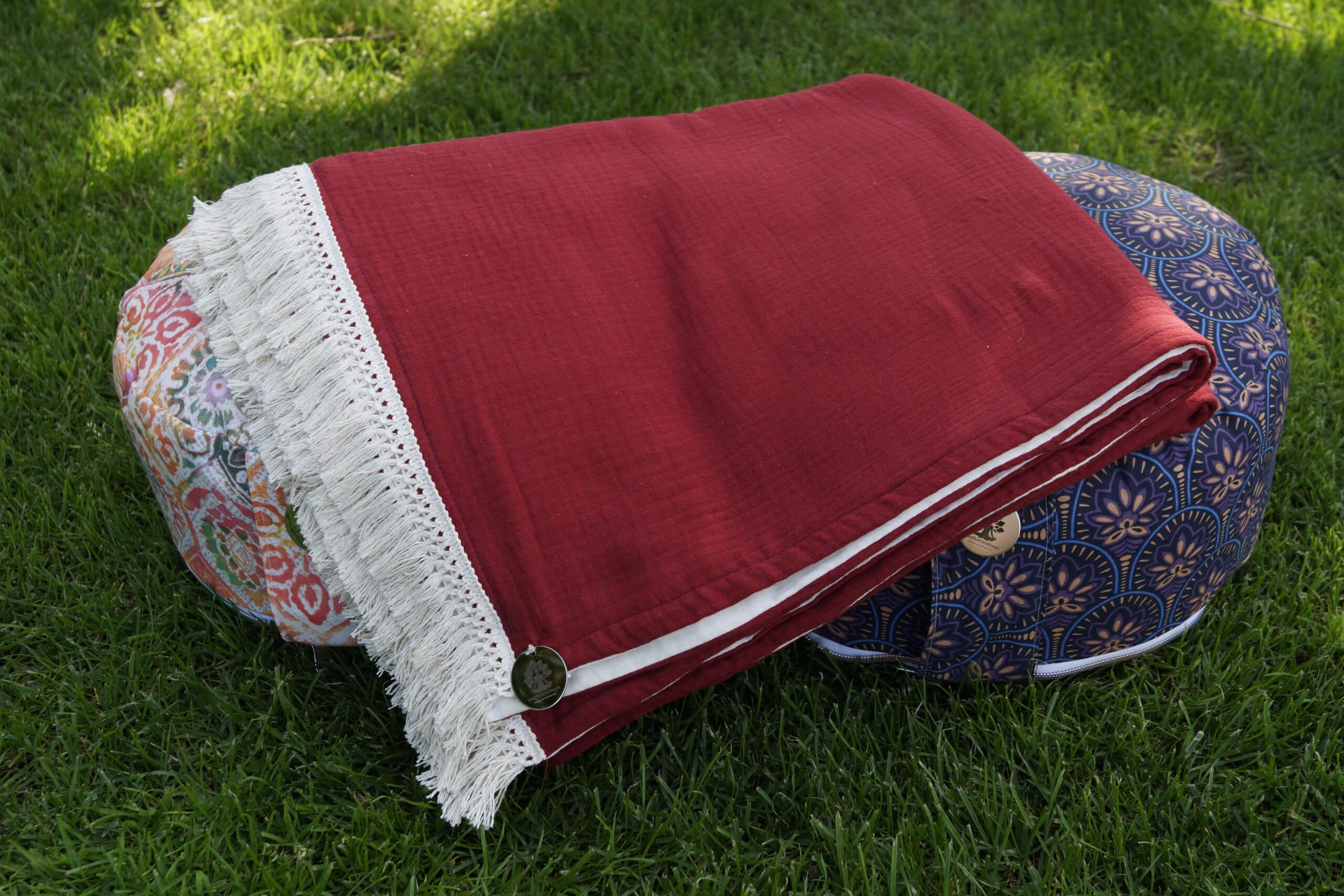 Meditationsdecke Wurzelchakra DUNKELROT - BIO Baumwolle, Oeko-Tex 100 – Bild 3