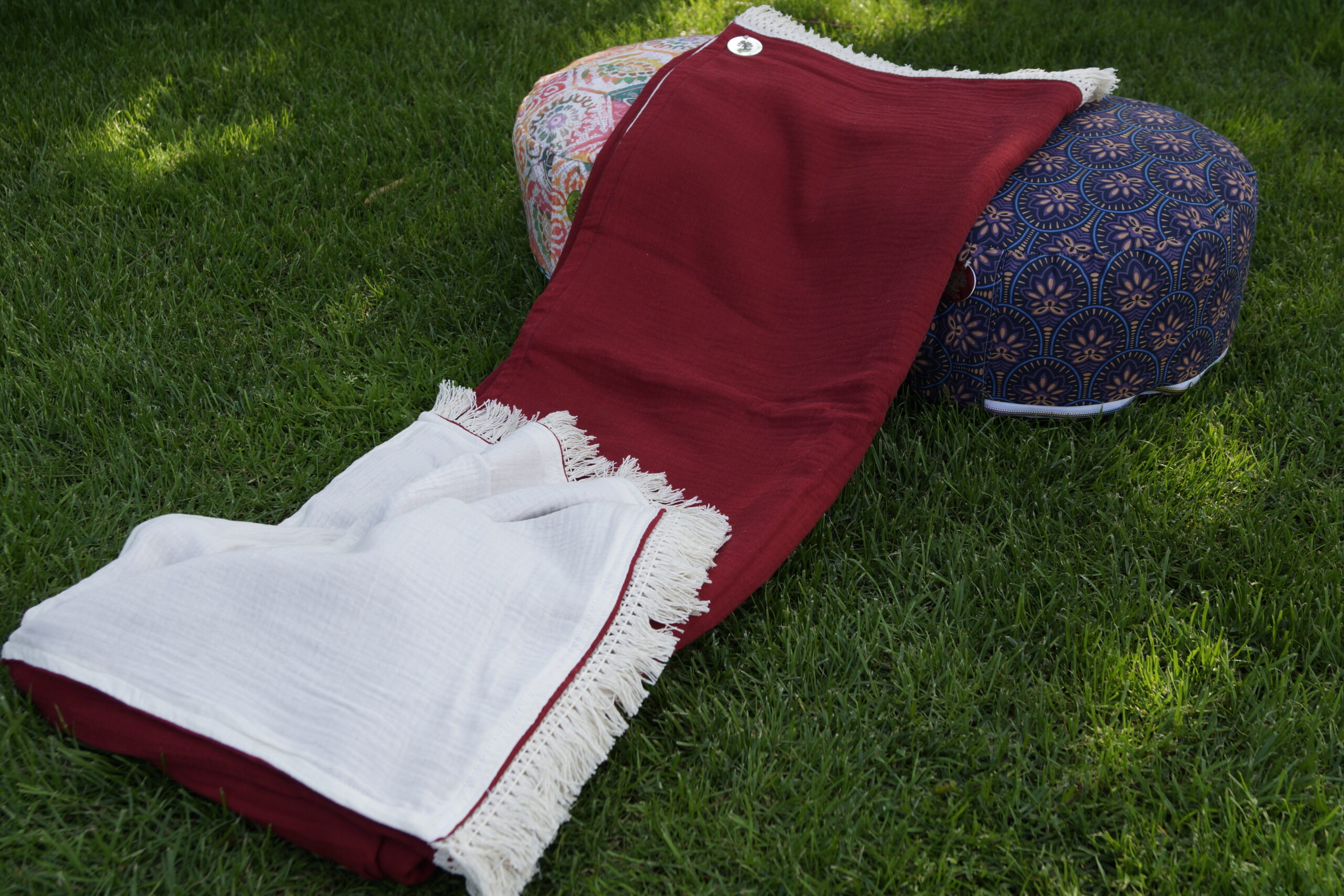 Meditationsdecke Wurzelchakra DUNKELROT - BIO Baumwolle, Oeko-Tex 100 – Bild 4