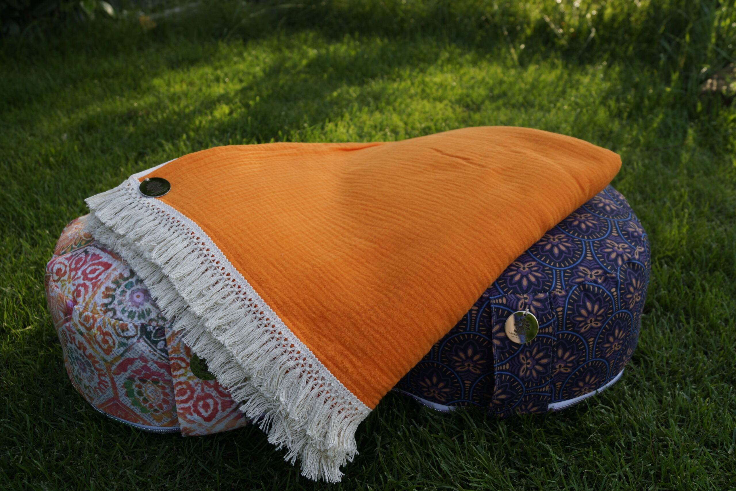 Meditationsdecke Sacralchakra NEON-ORANGE - BIO Baumwolle, Oeko-Tex 100 – Bild 3