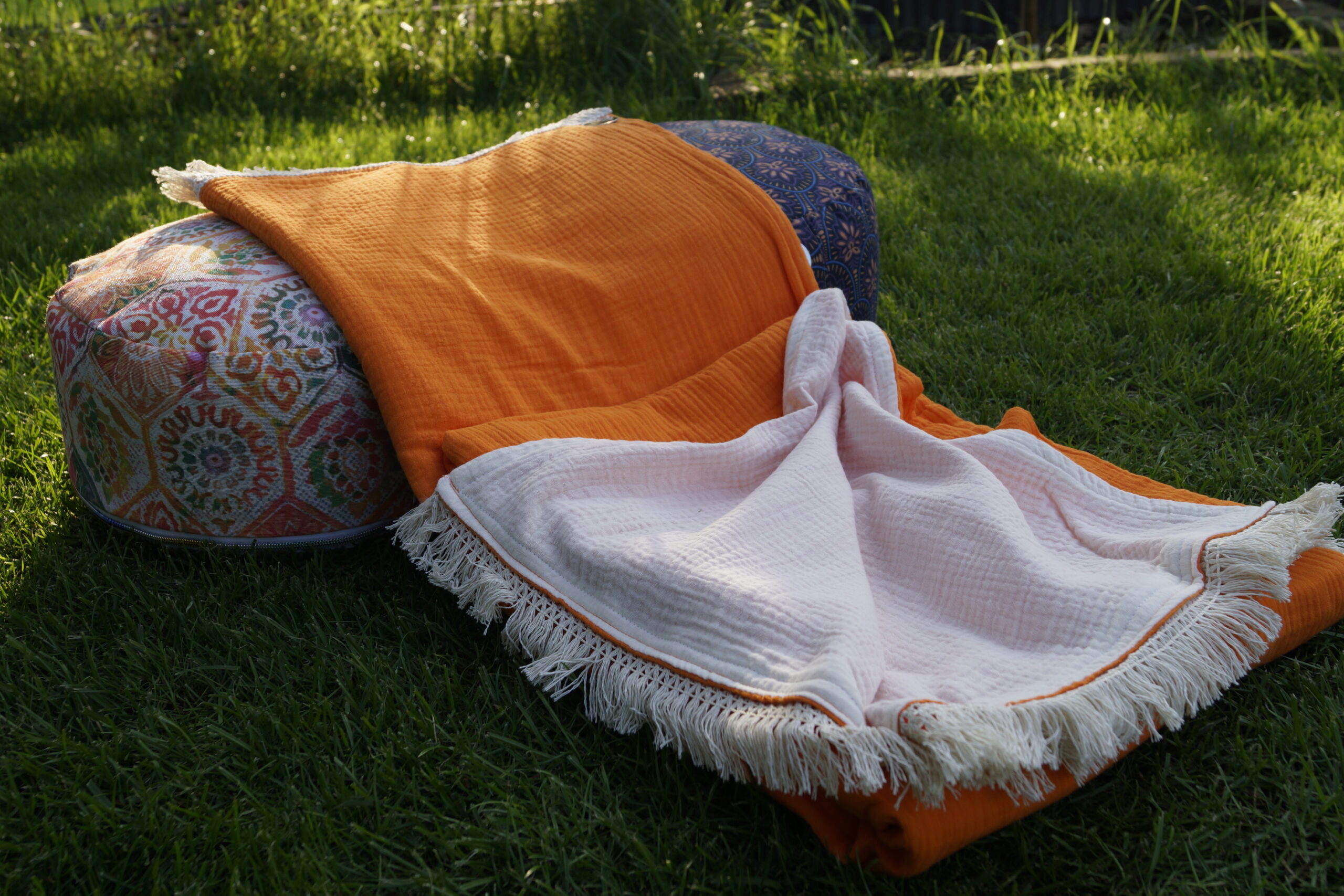 Meditationsdecke Sacralchakra NEON-ORANGE - BIO Baumwolle, Oeko-Tex 100 – Bild 2