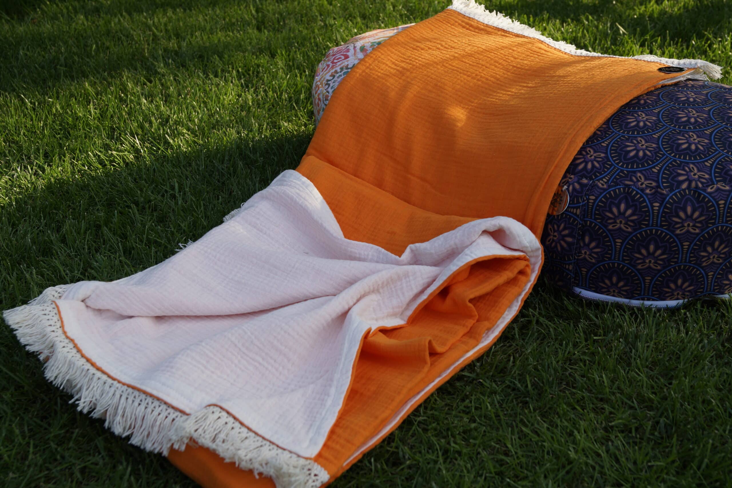 Meditationsdecke Sacralchakra NEON-ORANGE - BIO Baumwolle, Oeko-Tex 100 – Bild 4