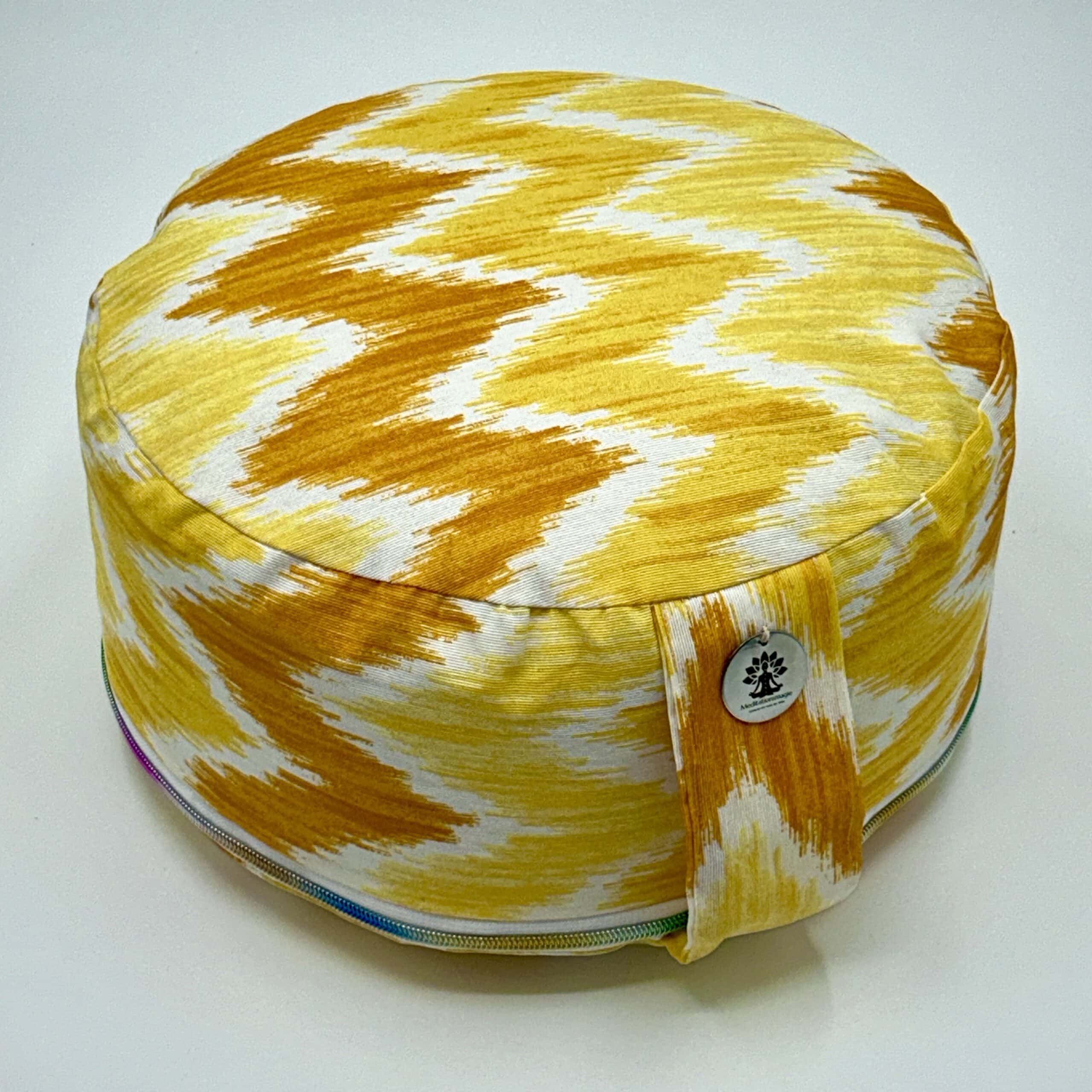 Meditationssitzkissen Ikat-Print Muster/Solarplexus Chakra GELB Oeko-Tex 100
