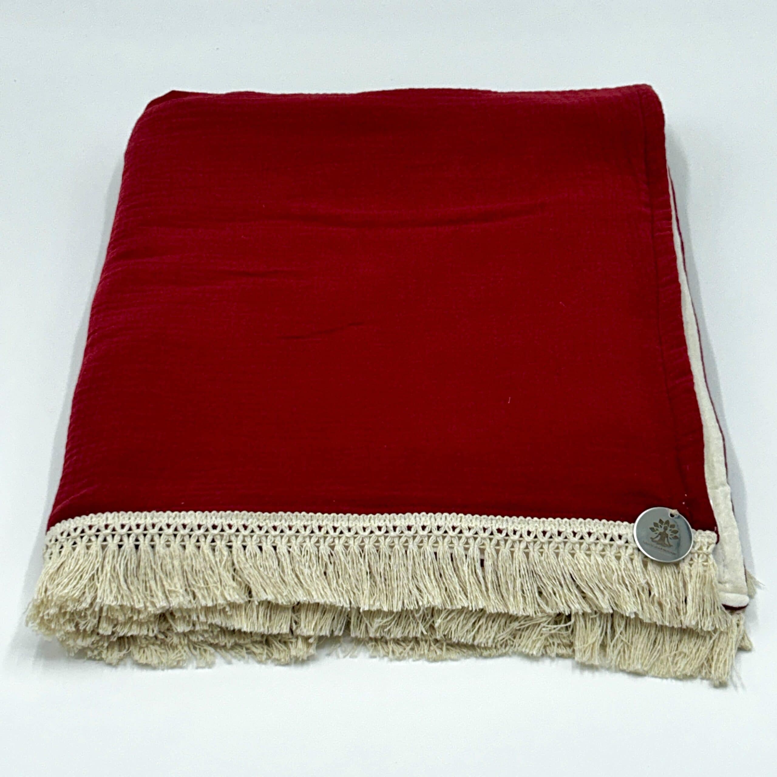 Meditationsdecke Wurzelchakra DUNKELROT - BIO Baumwolle, Oeko-Tex 100